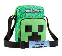 Minecraft Sac Bandoulière Enfant et Ado Creeper, Pochette Téléphone Crossbody avec Sangle Réglable, Cadeau Gamer Garçon (Vert Creeper 1)