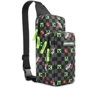 Minecraft Sac Bandouliere pour Garcon Ado, Sac Poitrine avec Sangle Réglable pour Voyage, Argent et Téléphone, Idee Cadeau Gaming Accessoire (Noir/Multi)