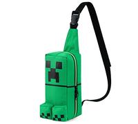 Minecraft Sac Bandouliere pour Garcon Ado, Sac Poitrine avec Sangle Réglable pour Voyage, Argent et Téléphone, Idee Cadeau Gaming Accessoire (Vert)