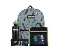 Minecraft Sac d’école Ensemble de cartable pour garçon | Trousse scolaire pour garçon | Ensembles de sacs à dos scolaires | Taille unique Noir