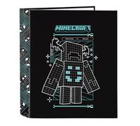 MINECRAFT SCREEN - Classeur Folio 4 anneaux, idéal pour enfants de différents âges, confortable et polyvalent, qualité et résistance, 27 x 6 x 33 cm