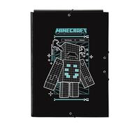 MINECRAFT SCREEN - Classeur Folio avec 3 rabats, idéal pour enfants de différents âges, confortable et polyvalent, qualité et résistance, 26 x 36,5 cm