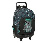 Safta Compact Extraible Minecraft Screen 33l 45x33x22 Cm Wheeled Backpack Vert,Noir Enfants