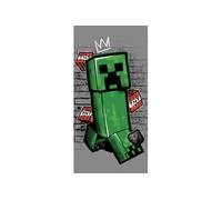 Minecraft - Serviette de plage en coton "Metro art Creeper" - Vert/Gris - 70 x 140 cm