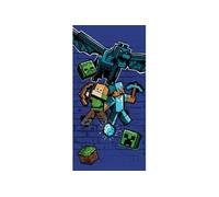 Minecraft - Serviette de plage en coton "Metro art Survive" - Bleu - 70 x 140 cm