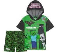 Minecraft Serviette de Plage Ensembles Garçon avec Ete Tee Shirt Capuche et Short en Éponge Creeper Serviette Piscine Plage Vacances Cadeau Gamer (Noir/Vert, 11-12 Ans)