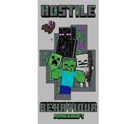 Minecraft Serviette de plage | Grande 70 x 140 cm douce et absorbante 100 % coton | Serviette de bain, piscine et plage pour enfants | Motif Creeper, Enderman et squelette | Légère, séchage rapide et
