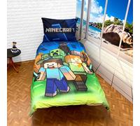 Halantex Housse de couette Minecraft 140x200 avec taie 70x90 100% coton Cadeau