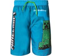 Minecraft Short de bain Creeper pour garçon, bleu, 134 cm