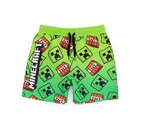 Minecraft Short de Bain pour garçons | Options de Liane Bleue Verte OU Verte | Enfants Ados Creeper Steve Alex TNT Explosif Personnages Gamer Pantalon de Natation Malles