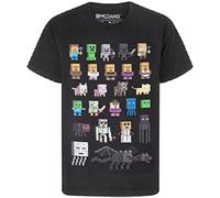 Minecraft Sprites Boys White T-Shirt, Noir, 11-12 ans