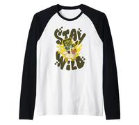 Minecraft Stay Wild Chicken Jockey on Fire Pixelated Font Manche Raglan