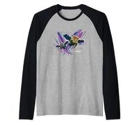 Minecraft Steve & Alex Flying with Elytras Paint Brush Style Manche Raglan