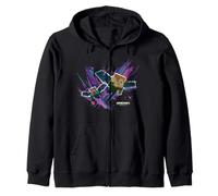 Minecraft Steve & Alex Flying with Elytras Paint Brush Style Sweat à Capuche