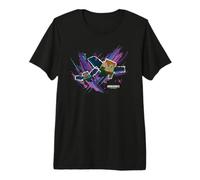 Minecraft Steve & Alex Flying with Elytras Paint Brush Style T-Shirt Haut de Gamme