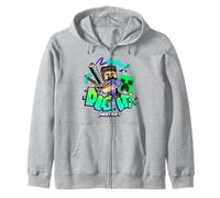 Minecraft Steve & Creeper Face Dig It Graffiti Lettering Art Sweat à Capuche