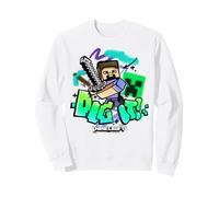 Minecraft Steve & Creeper Face Dig It Graffiti Lettering Art Sweatshirt