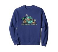 Minecraft Steve Diamond Miner Sweatshirt, Unisexe pour Adultes, Bleu Marine, L