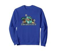 Minecraft Steve Diamond Miner Sweatshirt, Unisexe pour Adultes, Bleu Royal, S