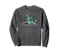 Minecraft Steve Diamond Miner Sweatshirt, Unisexe pour Adultes, Chiné Foncé, L