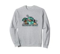 Minecraft Steve Diamond Miner Sweatshirt, Unisexe pour Adultes, Gris Chiné, XXL