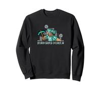 Minecraft Steve Diamond Miner Sweatshirt, Unisexe pour Adultes, Noir, XL