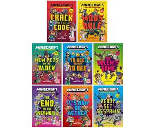 Minecraft Stonesword Saga & Ironsword Academy 8 Books Collection Set By Mojang AB (Crack in the Code, Mobs Rule, New Pets on the Block, To Bee or Not to Bee, It’s Now or Nether & More)