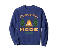 Minecraft Survival Mode Campfire in The Woods Sweatshirt, Unisexe pour Adultes, Bleu Marine, L