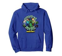 Minecraft Survival Mode Graffiti Group Poster Sweat à Capuche, Unisexe pour Adultes, Bleu Royal, XL
