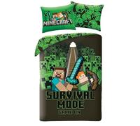 Halantex Parure de lit enfant Minecraft – Housse+taie 140x200+70x90 100% microfibre Survival Mode