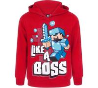 Minecraft - Sweat à capuche garçon "Like A Boss" NS6685 (116) (Rouge/Bleu/Blanc)