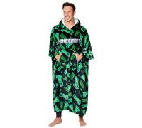 Minecraft Sweat à Capuche Homme, Pull Plaid Homme, Poncho Polaire Oversize, Cadeau Gamer, Taille Unique Adulte Ado