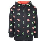 Minecraft - Sweat à Capuche Zippé Noir pour Garçons avec Creeper - 11/12 Ans
