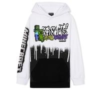 Minecraft Sweat Enfant, Sweat à Capuche Enfant Garçon, Pull Mode Enfant Ado 5-14 Ans (Blanc/Noir, 11-12 Ans)