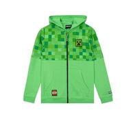 Minecraft Sweats à Capuche Garçon | Pull Zip Enfant Creeper | Sweat Zippé Gamer pour Enfants - Vert - 10 a 11 Ans