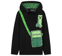 Minecraft Sweats à Capuche Garçon, Sweats Garçon Gamer, Pull Enfant Ado 7-14 Ans (Noir/Vert, 13-14 Ans)