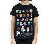 Minecraft T-Shirt à Manches Courtes Noir pour Fille Sprites 11-12 Ans