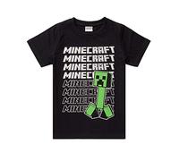 Minecraft T-Shirt Garçons Creeper Manches Courtes Noir Jeu Top 11-12 Ans