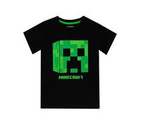 Minecraft T-Shirt Garçons Creeper Manches Courtes Noir Jeu Top 13-14 Ans