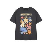 Minecraft T-Shirt Graphique Noir pour Filles | Divers Animaux Jeu Crew Neck Top | Vêtements décontractés Classiques à Manches Courtes | T-Shirt à Enfiler avec Animaux pour Filles