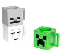 Minecraft Tasses à empiler Officiellement licencié, Lot de 3 tasses Creeper, Squelette & Ghast, Cadeau pour fans de, 250ml
