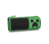 Minecraft - Trousse d'école officielle Minecraft, étui de poche, léger et compact, facile à transporter et à ranger dans le sac à dos, avec fermeture à glissière pratique, 22 x 8 cm, vert et noir,