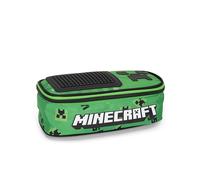 Minecraft Trousse d'école officielle Minecraft, trousse ovale pour enfants, idéale pour ranger la papeterie, avec séparateur intérieur avec passants élastiques, fermeture à glissière pratique, 22 x 7