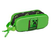 MINECRAFT - Trousse double 3D, trousse pour enfant, idéale pour les enfants d'âge scolaire, confortable et polyvalente, qualité et résistance, 21 x 6 x 8 cm