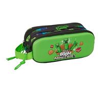 MINECRAFT - Trousse double 3D, trousse pour enfant, idéale pour les enfants d'âge scolaire, confortable et polyvalente, qualité et résistance, 21 x 6 x 8 cm