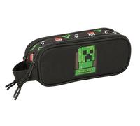 MINECRAFT - Trousse double enfant, idéale pour les enfants d'âge scolaire, confortable et polyvalente, qualité et résistance, 21 x 6 x 8 cm