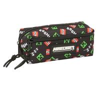 Minecraft - Trousse Triple Petite, Trousse pour Enfant, idéale pour Les Enfants d'âge Scolaire, Confortable et Polyvalente, qualité et résistance, 22 x 6 x 8,5 cm
