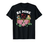 Minecraft Valentine's Day Steve & Alex Feeding Piggy Family T-Shirt