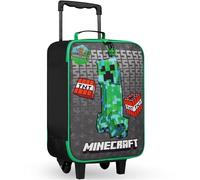 Minecraft Valise Enfant Garcon Sac Trolley Creeper Valise Pliable avec Roulette Bagages Enfant pour Voyage Vacances École, 40x30x14cm, 15L (S, L46cm x W30cm - 17L, Noir)