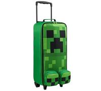 Minecraft Valise Enfant Garcon Sac Trolley Creeper Valise Pliable avec Roulette Bagages Enfant pour Voyage Vacances École, 57x17x25cm, 17L (M (L64cm x W25cm - 17L), Vert)